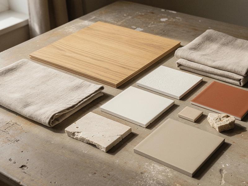 Neutral materials palette in warm tones