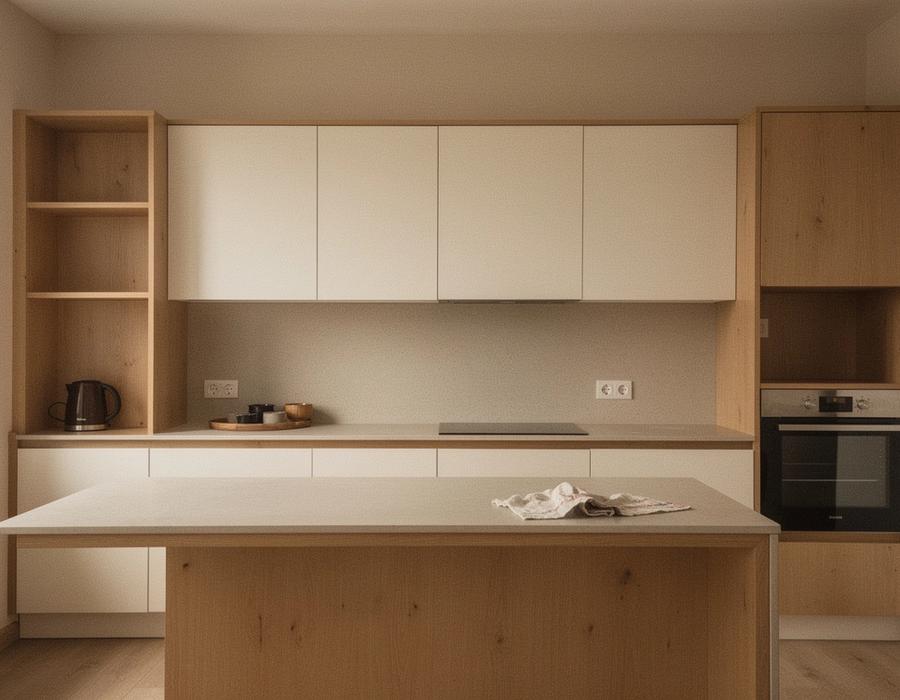 Kitchen renovation highlight with warm neutral finishes